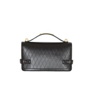 BALMAIN BUZZ SHOULDER 24 BAG IN GRID-EMBOSSED CALFSKIN