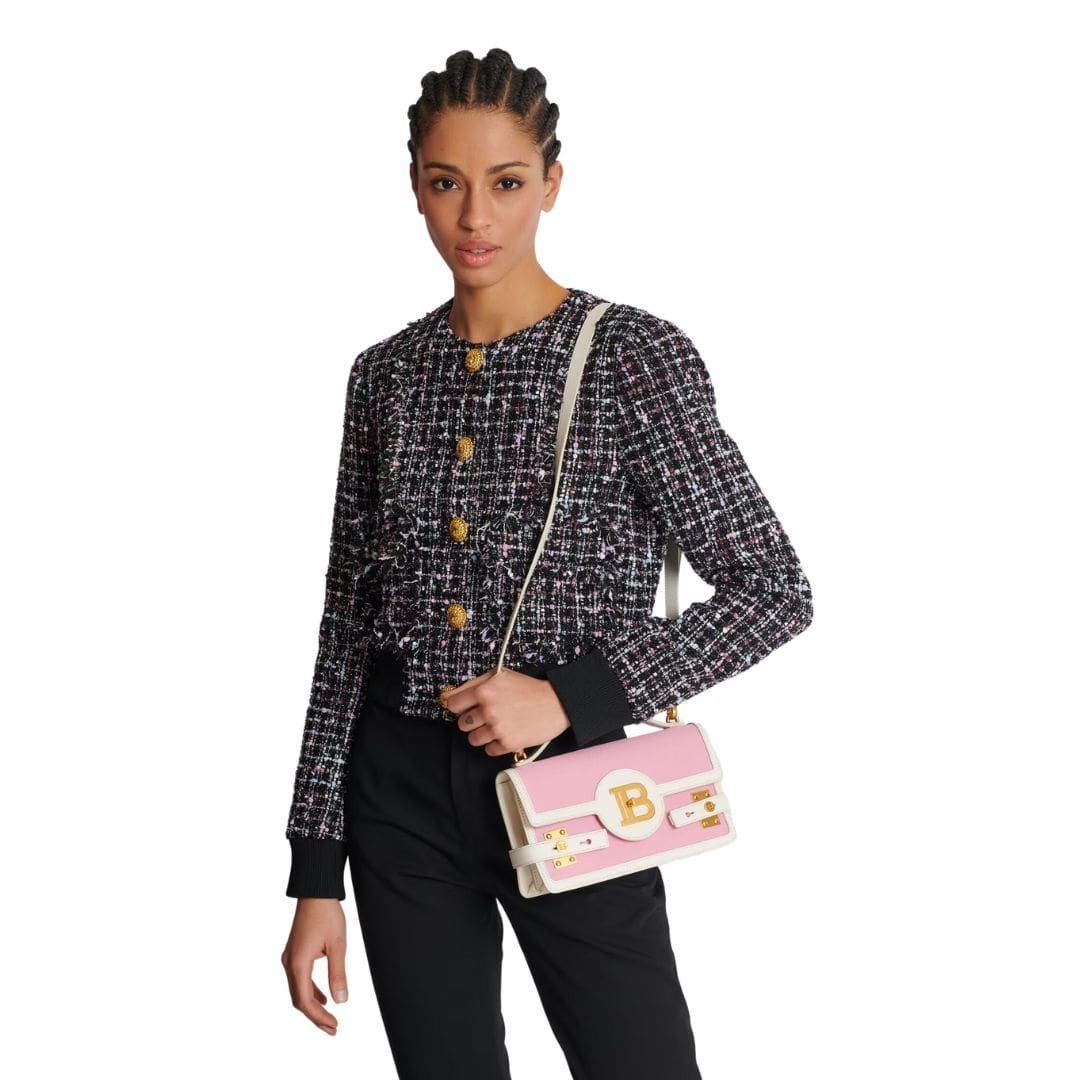 BALMAIN BUZZ SHOULDER 24 CANVAS AND LEATHER BAG - Image 2