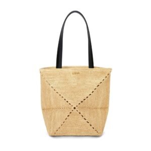 LOEWE PUZZLE FOLD TOTE BAG IN RAFFIA