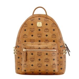 MCM SMALL STARK SIDE STUDS BACKPACK IN VISETOS COGNAC