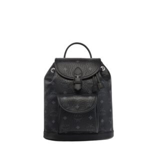 MCM MINI AREN DRAWSTRING BACKPACK IN VISETOS BLACK