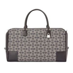 LOEWE AMAZONA 44 BAG IN JACQUARD WITH ANAGRAM MOTIF AND CALFSKIN