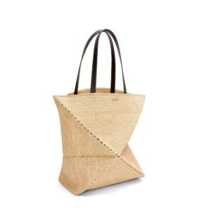LOEWE PUZZLE FOLD TOTE XL BAG IN RAFFIA