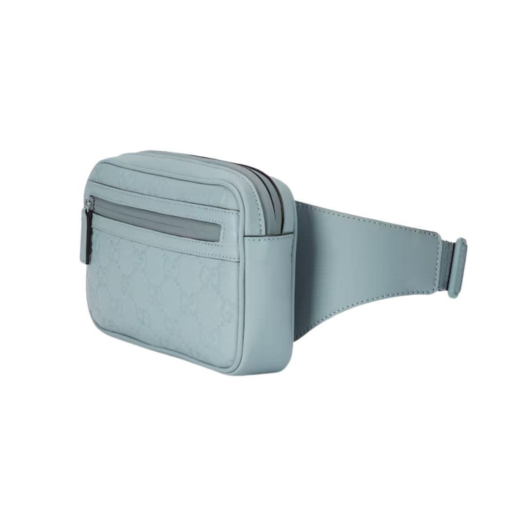 GUCCI GG RUBBER EFFECT BELT BAG IN LIGHT BLUE - Image 9