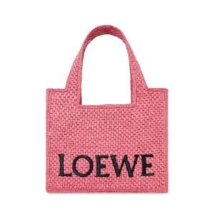 LOEWE FONT TOTE MINI BAG IN RAFFIA