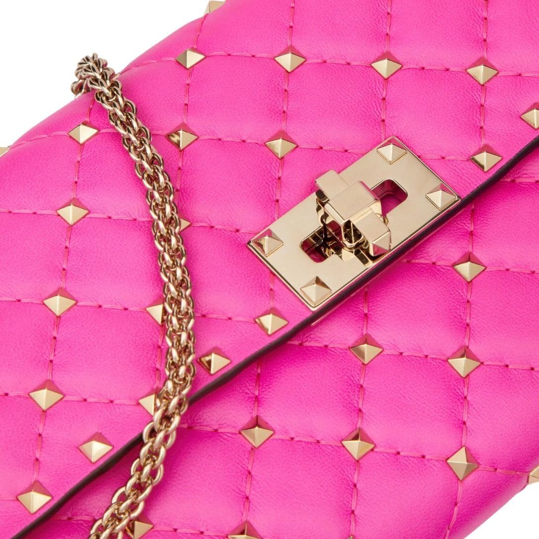 VALENTINO GARAVANI ROCKSTUD SPIKE NAPPA LEATHER CROSSBODY CLUTCH BAG - Image 9