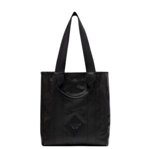 MCM LARGE REVERSIBLE DIAMOND TOTE IN CANVAS LEATHER MIX BLACK