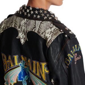 BALMAIN WESTERN LEATHER BIKER JACKET