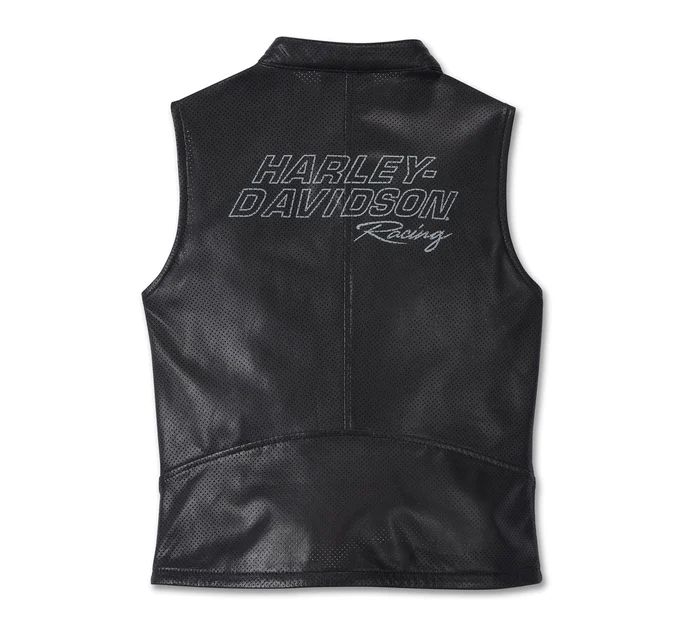 WOMEN'S FACTORY PERFORATED LEATHER VEST - Image 2