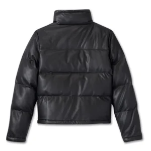 Women’s Blacked Out Leather Puffer Jacket