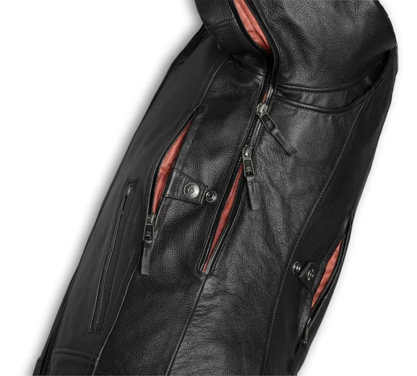 HARLEY DAVIDSON MEN'S VANOCKER WATERPROOF TRIPLE VENT SYSTEM LEATHER JACKET - Image 3