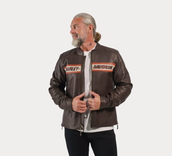 HARLEY DAVIDSON MENS VICTORY LANE LEATHER JACKET JAVA - Image 3