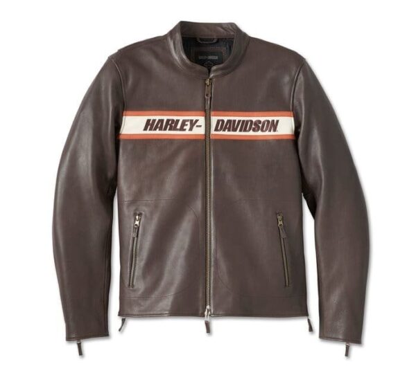 HARLEY DAVIDSON MENS VICTORY LANE LEATHER JACKET JAVA