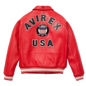 AVIREX LEATHER JACKET SALVAGE RED