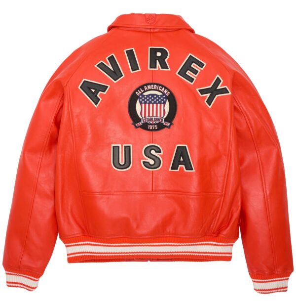 Avirex Leather Jacket Orange - Image 2