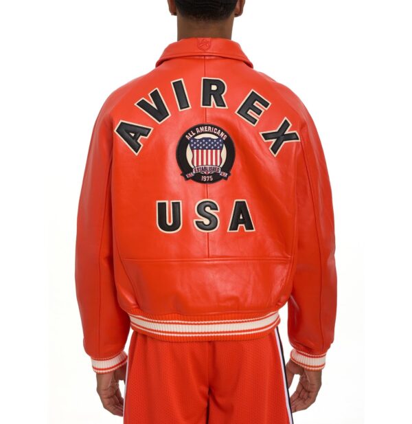 Avirex Leather Jacket Orange - Image 4