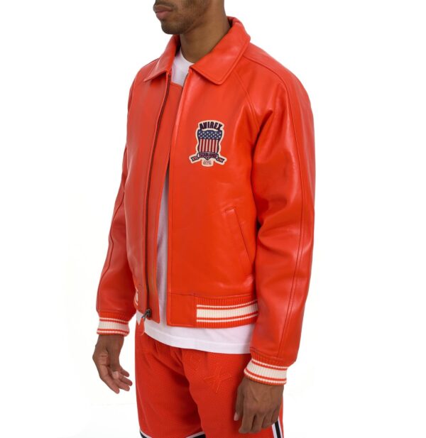 Avirex Leather Jacket Orange - Image 6