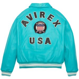 AVIREX LEATHER JACKET TURQUOISE