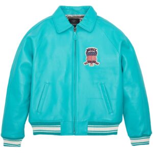 AVIREX LEATHER JACKET TURQUOISE