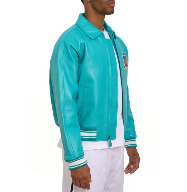 AVIREX LEATHER JACKET TURQUOISE - Image 5