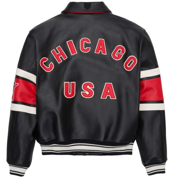 AVIREX LEATHER JACKET CHICAGO USA BLACK - Image 2