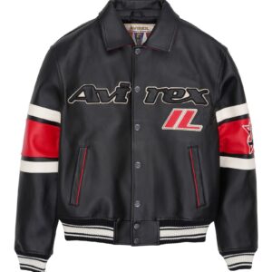 AVIREX LEATHER JACKET CHICAGO USA BLACK