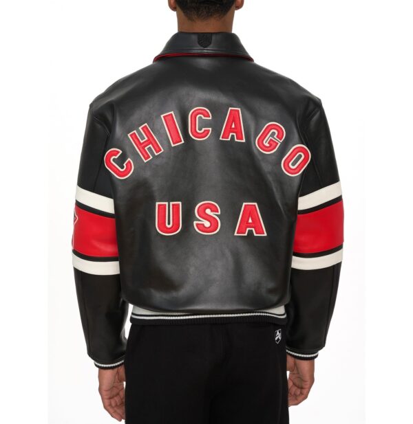 AVIREX LEATHER JACKET CHICAGO USA BLACK - Image 4