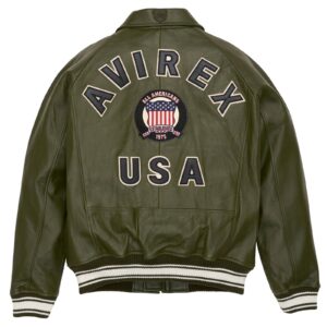 AVIREX LEATHER JACKET OLIVE