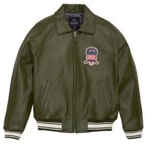 AVIREX LEATHER JACKET OLIVE