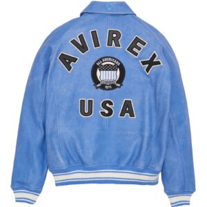 Avirex Denim Blue Leather Jacket