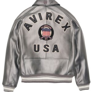 Avirex Metallic Silver Leather Jacket