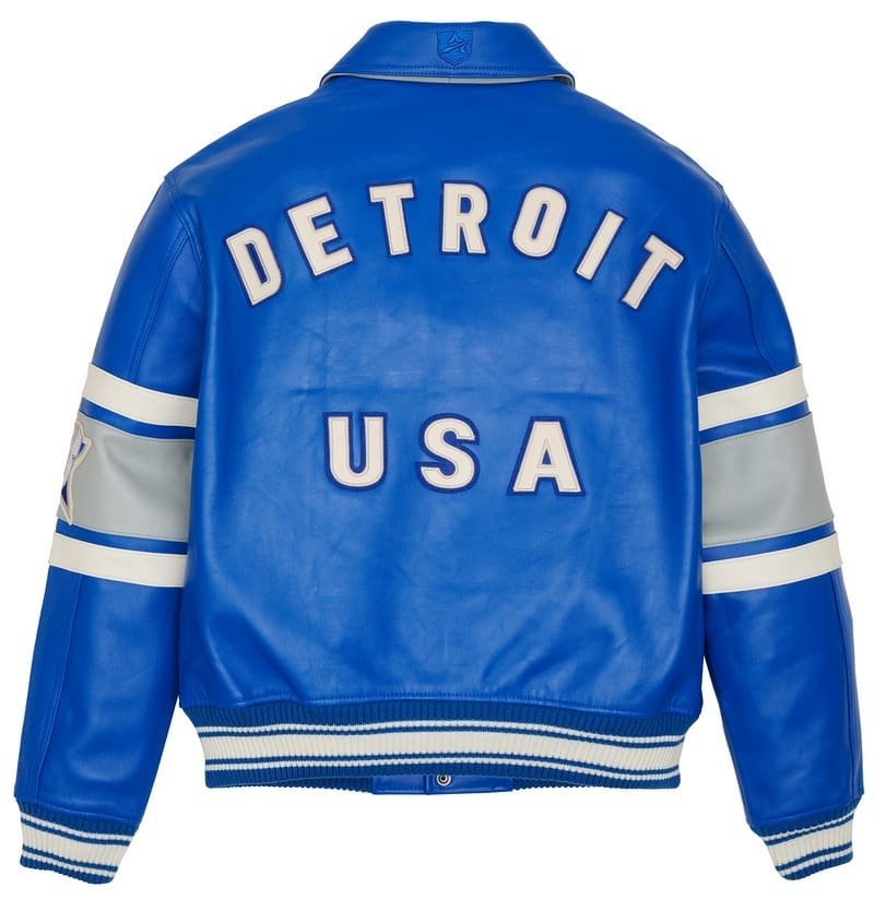 AVIREX DETROIT USA LEATHER JACKET BLUE - Image 2