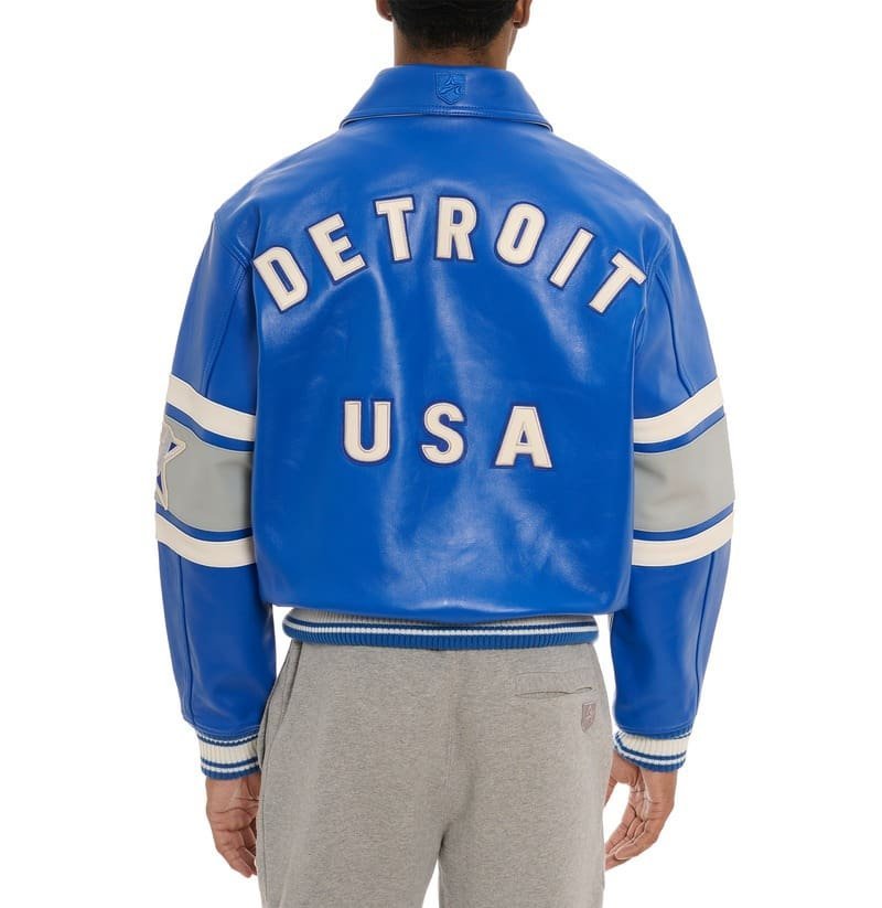 AVIREX DETROIT USA LEATHER JACKET BLUE - Image 6