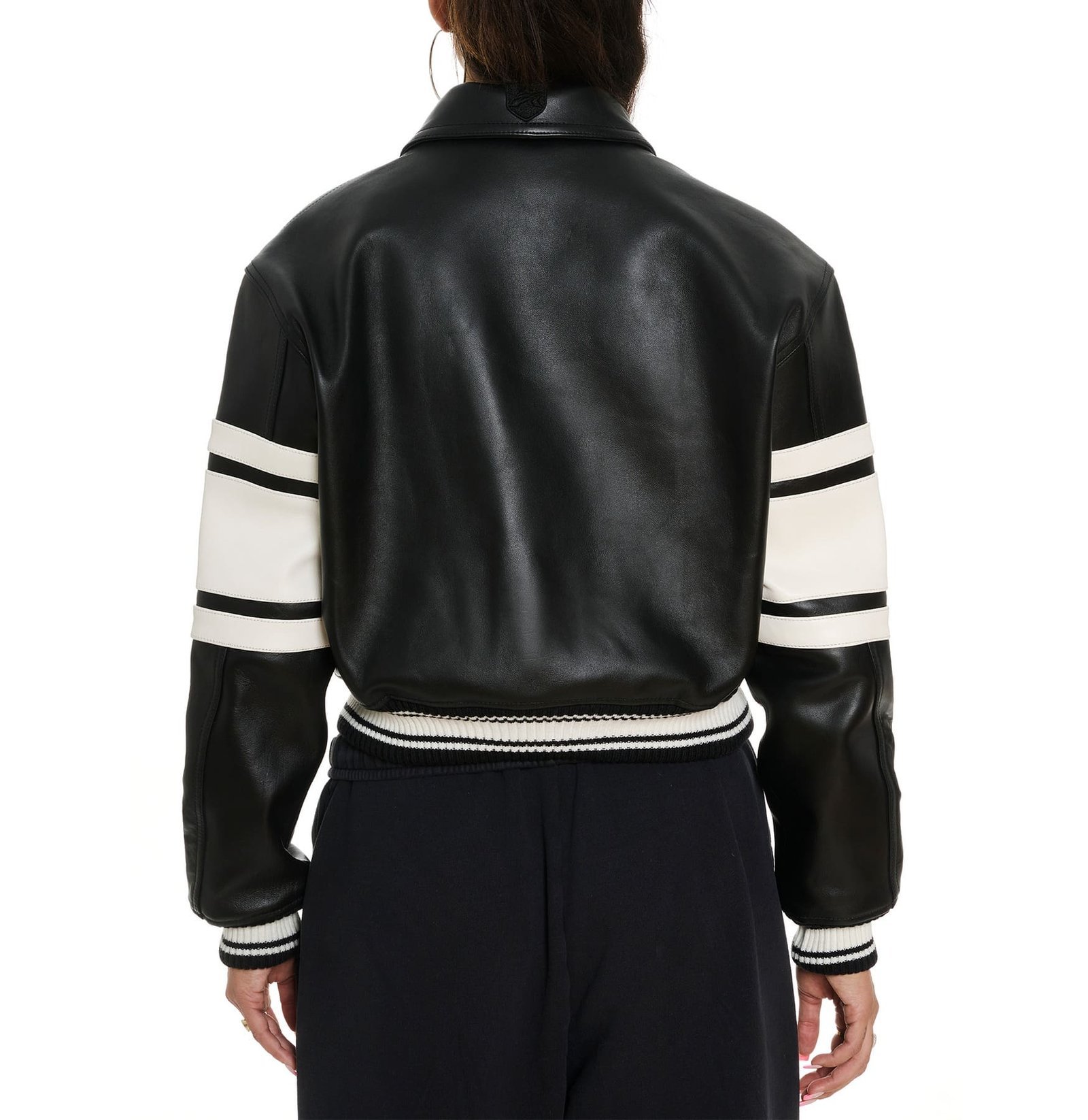 AVIREX CROPPED BLACK ICON LEATHER JACKET - Image 4