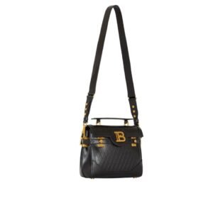 BALMAIN B-BUZZ 23 BAG IN GRID-EMBOSSED CALFSKIN