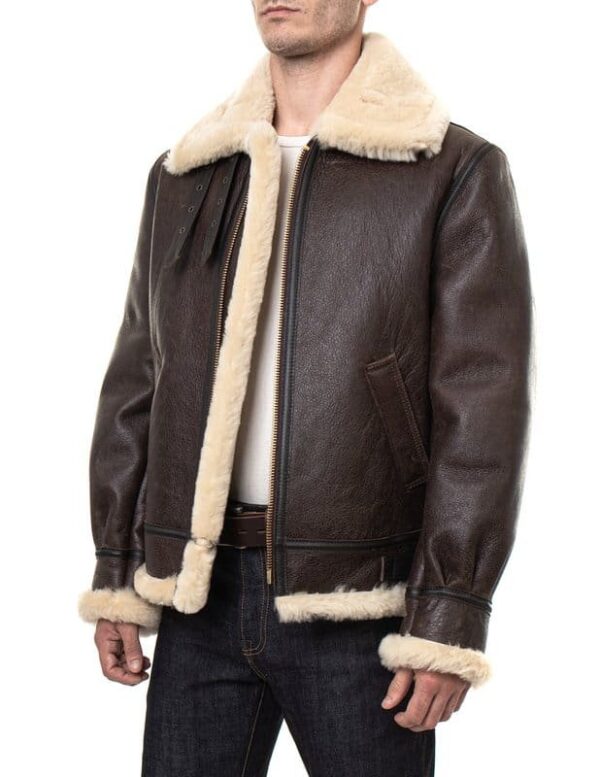 Classic B-3 Sheepskin Leather Bomber Jacket - Image 23