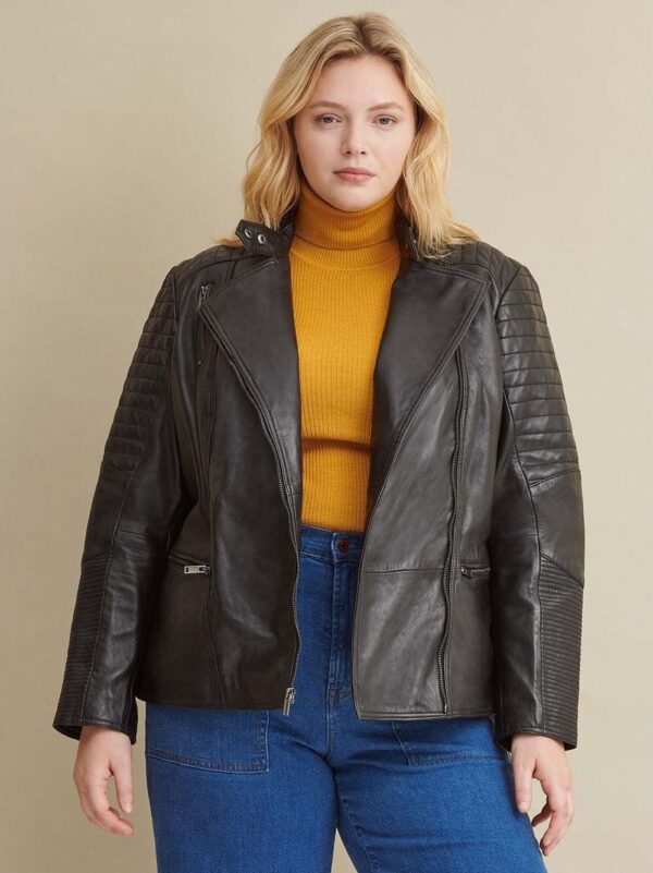 Plus Size Quilted Leather Jacket - Image 4