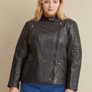 Plus Size Quilted Leather Jacket