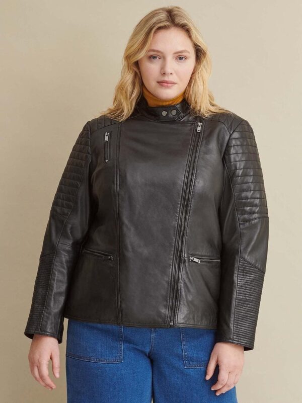 Plus Size Quilted Leather Jacket