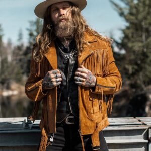 Brown Fringe Suede Leather Jacket Men