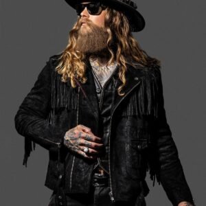 Brown Fringe Suede Leather Jacket Men