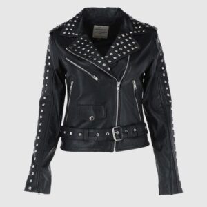 Rock Rebel Leather Studded Biker Jacket Black