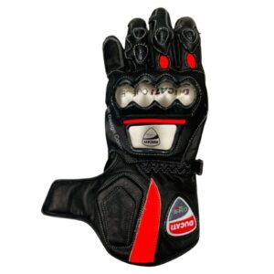 DUCATI MOTORBIKE RACING LEATHER GLOVES BLACK & RED