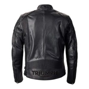 TRIUMPH BRADDAN LEATHER MOTORCYCLE JACKET BLACK