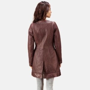 Trudy Lane Quilted Maroon Leather Coat