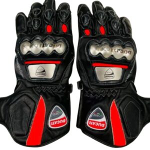 DUCATI MOTORBIKE RACING LEATHER GLOVES BLACK & RED