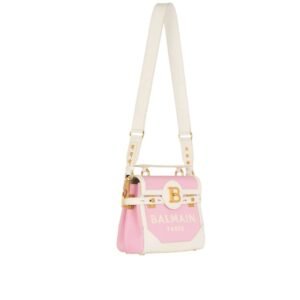 BALMAIN B-BUZZ 23 CANVAS AND LEATHER BAG