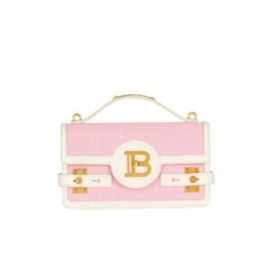 BALMAIN B-BUZZ 24 CANVAS AND LEATHER BAG