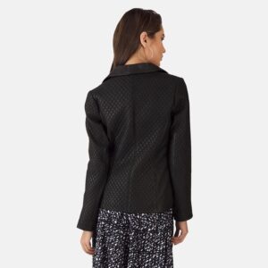 Cora Quilted Black Leather Blazer