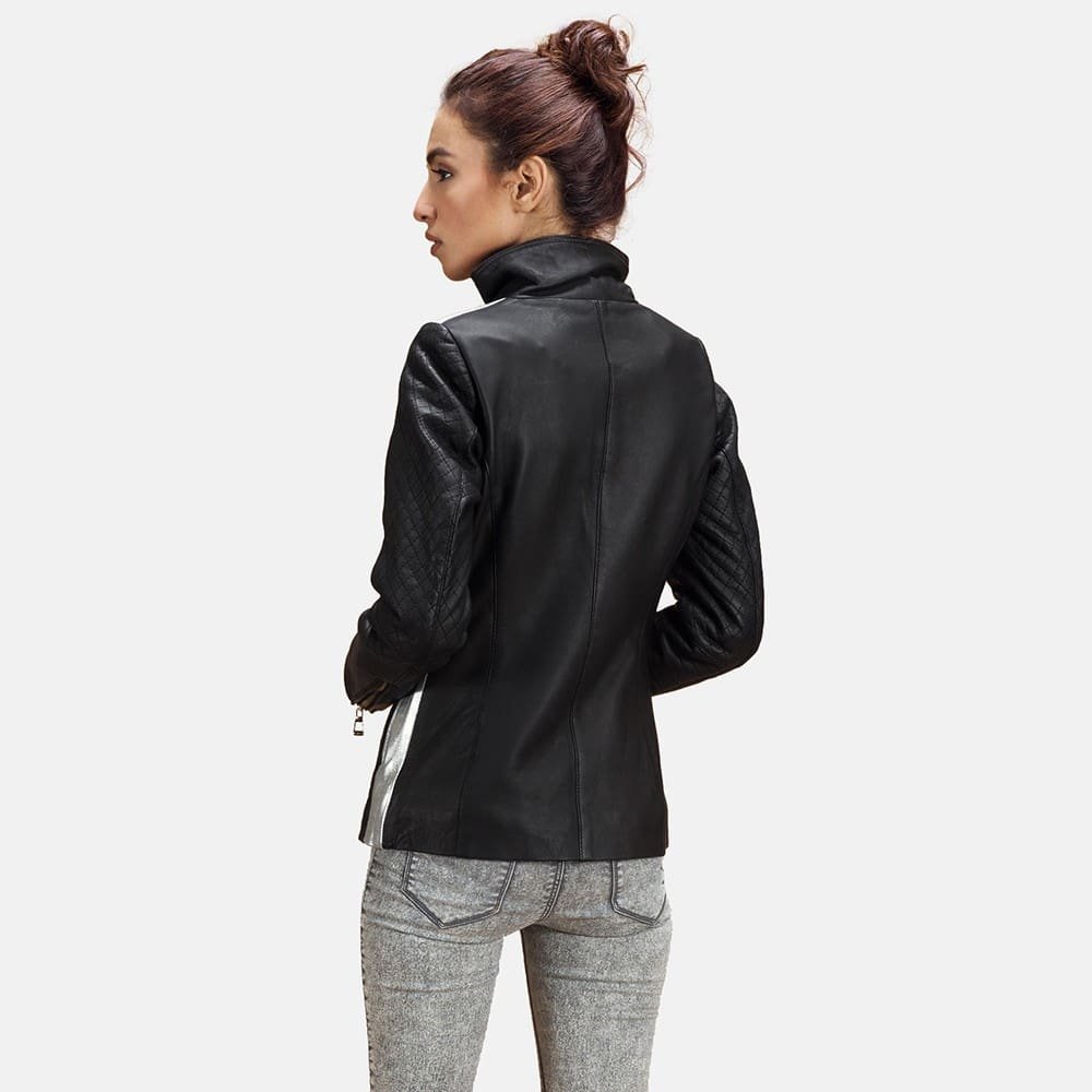 Silver Leather Jacket Women - Image 2